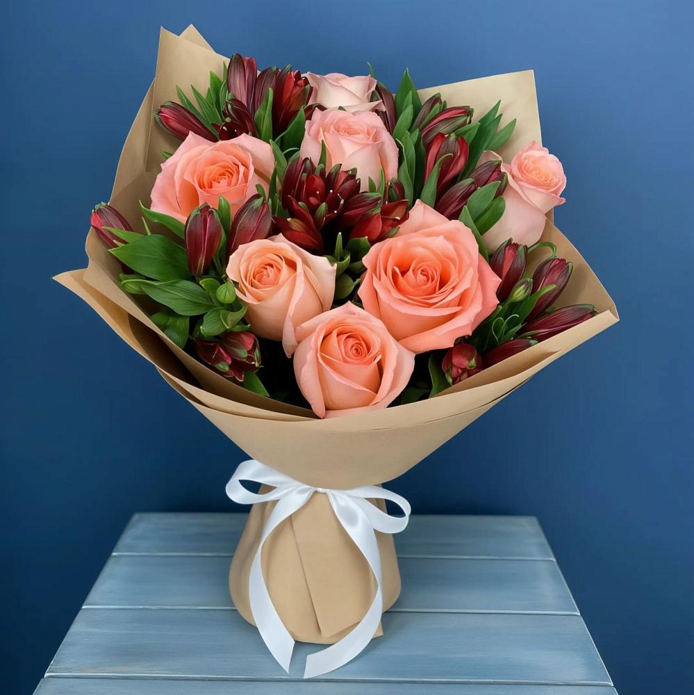 Букет цветов из: Розы и Альстромерии в Ясногорске Забайкальского края