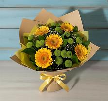 Букет цветов из:  Герберы и Хризантемы в Ясногорске Забайкальского края