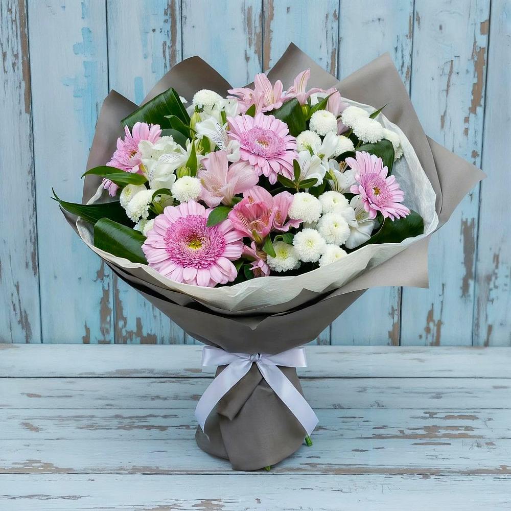 Букет цветов из: Герберы, Альстромерии и Хризантемы в Ясногорске Забайкальского края
