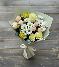 Букет цветов из:  Альстромерии, Розы и Хризантемы в Ясногорске Забайкальского края